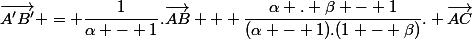 \vec{A'B'} = \dfrac{1}{\alpha - 1}.\vec{AB} + \dfrac{\alpha . \beta - 1}{(\alpha - 1).(1 - \beta)}. \vec{AC}