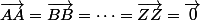 \vec{AA}=\vec{BB}=\dots=\vec{ZZ}=\vec{0}