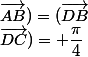 (\vec{DB};\vec{AB})=(\vec{DB};\vec{DC})=+\dfrac{\pi}{4}