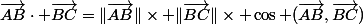 \vec{AB}\cdot \vec{BC}=\|\vec{AB}\|\times \|\vec{BC}\|\times \cos (\vec{AB},\vec{BC})