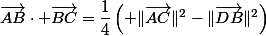\vec{AB}\cdot \vec{BC}=\dfrac{1}{4}\left( \|\vec{AC}\|^2-\|\vec{DB}\|^2\right)