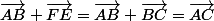 \vec{AB}+\vec{FE}=\vec{AB}+\vec{BC}=\vec{AC}