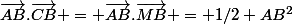 \vec{AB}.\vec{CB} = \vec{AB}.\vec{MB} = 1/2 AB^2