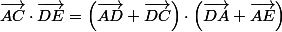 \vec{AC}\cdot\vec{DE}=\left(\vec{AD}+\vec{DC}\right)\cdot\left(\vec{DA}+\vec{AE}\right)