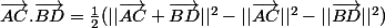 \vec{AC}.\vec{BD}=\frac{1}{2}(||\vec{AC}+\vec{BD}||^2-||\vec{AC}||^2-||\vec{BD}||^2)