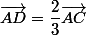 \vec{AD}=\dfrac{2}{3}\vec{AC}