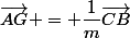 \vec{AG} = \dfrac{1}{m}\vec{CB}