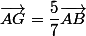 \vec{AG}=\dfrac{5}{7}\vec{AB}