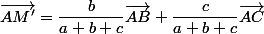 \vec{AM'}=\dfrac{b}{a+b+c}\vec{AB}+\dfrac{c}{a+b+c}\vec{AC}