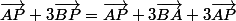 \vec{AP}+3\vec{BP}=\vec{AP}+3\vec{BA}+3\vec{AP}