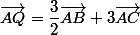 \vec{AQ}=\dfrac{3}{2}\vec{AB}+3\vec{AC}