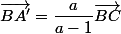 \vec{BA'}=\dfrac{a}{a-1}\vec{BC}