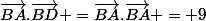 \vec{BA}.\vec{BD} =\vec{BA}.\vec{BA} = 9