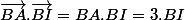 \vec{BA}.\vec{BI}=BA.BI=3.BI