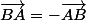 \vec{BA}=-\vec{AB}