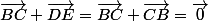 \vec{BC}+\vec{DE}=\vec{BC}+\vec{CB}=\vec{0}