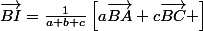 \vec{BI}=\frac{1}{a+b+c}\left[a\vec{BA}+c\vec{BC} \right]