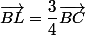 \vec{BL}=\dfrac{3}{4}\vec{BC}
