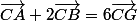 \vec{CA}+2\vec{CB}=6\vec{CG}