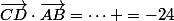 \vec{CD}\cdot\vec{AB}=\dots =-24