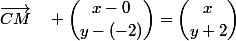 \vec{CM}\quad \dbinom{x-0}{y-(-2)}=\dbinom{x}{y+2}