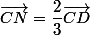 \vec{CN}=\dfrac{2}{3}\vec{CD}