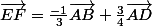 \vec{EF}=\frac{-1}{3}\vec{AB}+\frac{3}{4}\vec{AD}