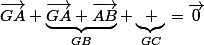 \vec{GA}+\underbrace{\vec{GA}+\vec{AB}}_{GB}+\underbrace{ }_{GC}=\vec{0}