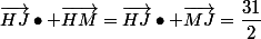 \vec{HJ}\bullet \vec{HM}=\vec{HJ}\bullet \vec{MJ}=\dfrac{31}{2}