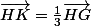 \vec{HK}=\frac{1}{3}\vec{HG}