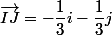 \vec{IJ}=-\dfrac{1}{3}i-\dfrac{1}{3}j