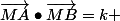 \vec{MA}\bullet\vec{MB}=k 
