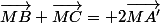 \vec{MB}+\vec{MC}= 2\vec{MA'}