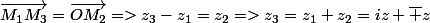 \vec{M_1M_3}=\vec{OM_2}=>z_3-z_1=z_2=>z_3=z_1+z_2=iz+\bar z