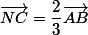\vec{NC}=\dfrac{2}{3}\vec{AB}
