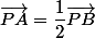 \vec{PA}=\dfrac{1}{2}\vec{PB}