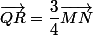 \vec{QR}=\dfrac{3}{4}\vec{MN}