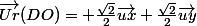 \vec{Ur}(DO)=+\frac{\sqrt{2}}{2}\vec{ux}+\frac{\sqrt{2}}2\vec{uy}