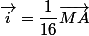 \vec{i}=\dfrac{1}{16}\vec{MA}