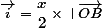 \vec{i}=\dfrac{x}{2}\times \vec{OB}