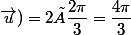 Mes(\vec{GH} ;\vec{u})=2×\dfrac{2\pi}{3}=\dfrac{4\pi}{3}