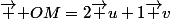 \vec { OM}=2\vec u+1\vec v