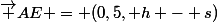 \vec {AE} = (0,5, h - s)