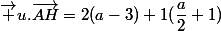 \vec u.\vec{AH}=2(a-3)+1(\dfrac{a}{2}+1)