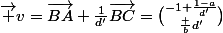 \vec v=\vec{BA}+\frac1{d'}\vec{BC}=\binom{-1+\frac{1-a}{d'}}{\frac b{d'}}