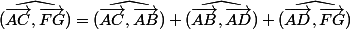 \widehat{(\vec{AC},\vec{FG})}=\widehat{(\vec{AC},\vec{AB})}+\widehat{(\vec{AB},\vec{AD})}+\widehat{(\vec{AD},\vec{FG})}