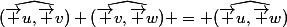 \widehat{(\vec u,\vec v)}+\widehat{(\vec v,\vec w)} = \widehat{(\vec u,\vec w)}