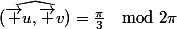\widehat{(\vec u,\vec v)}=\frac{\pi}3\mod2\pi