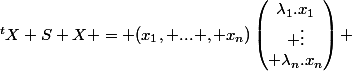 ^tX S X = (x_1, ... , x_n)\begin{pmatrix}\lambda_1.x_1\\ \vdots\\ \lambda_n.x_n\end{pmatrix} 