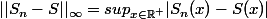 ||S_n-S||_\infty=sup_{x\in\mathbb{R}^+}|S_n(x)-S(x)|